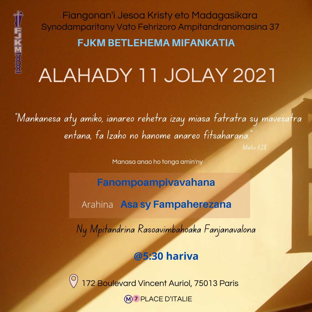 Alahady 11 jolay 2021