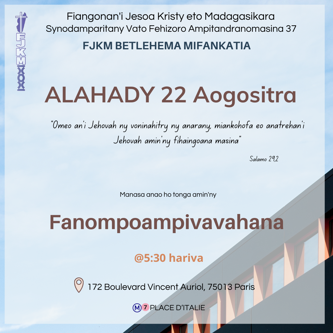 Alahady 22 aogositra 2021